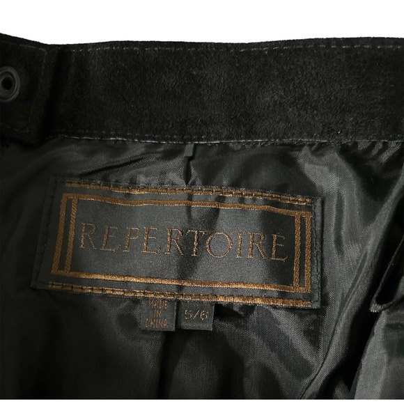 Repertoire Womens Size 5/6 Vintage Black Genuine Leather Suede Mini Skirt‎ - Picture 4 of 5